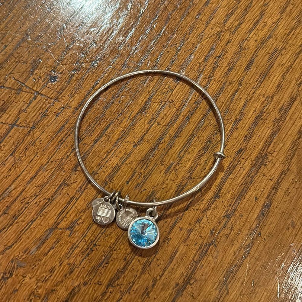 Alex and Ani March Birthstone Aquamarine Silver Bracelet